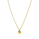 ZINZI gold plated zilveren paperclip schakelketting met bol hart hanger 9mm, 42-45cm ZIC2661