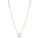 ZINZI gold plated zilveren ketting 42–45cm met ronde open hanger (12mm) en bezet met witte zirkonia's ZIC2725Y