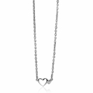 ZINZI Sterling Silver Necklace with Hearts Zirconia 42-45cm ZIC2137