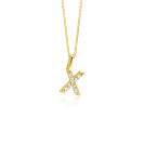 ZINZI gold plated zilveren letter hanger X bezet met witte zirkonia's ZIH2828-X (zonder ketting)