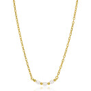 ZINZI gold plated silver chain necklace with three white naturally shaped freshwater pearls in the middle 42-45cm ZIC2643