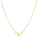 ZINZI gold plated silver necklace with paperclip links, with two droplet shapes beautifully connected in the middle 42-45cm ZIC2634