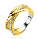 ZINZI vergoldeter Silber-Luxus-Cross-over-Ring glatt mit weißen Zirkonia ZIR1774Y