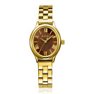 ZINZI Belle Ovale Watch 26mm Brown Colored Dial Gold Colored Case and Stainless Steel Band, Japanese movement ZIW2936