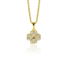 16mm ZINZI gold plated silver four-leaf clover pendant set with white zirconias ZIH2618 (without necklace)