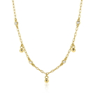 ZINZI gold plated silver link necklace with four white cubic zirconias and three round beads, evenly distributed across the necklace 42-45cm ZIC2658