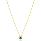 ZINZI goldplated zilveren ketting 45cm met smaragdgroene kleursteen in entourage zetting ZIC2697G