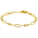 ZINZI goldplated zilveren schakelarmband met speelse combinaties van ronde en ovale schakels ZIA2706G