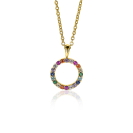 12mm ZINZI Gold Plated Sterling Silver Pendant Rainbow Color Stones ZIH2170 (excl. necklace)