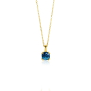ZINZI Gold 14kt goldene Kette mit schickem quadratischen Anhänger, besetzt mit London-Topas 40-43cm ZGC537