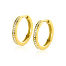 17mm ZINZI Gold 14 krt gouden oorringen, bezet met witte zirconia's met luxe klapsluiting 17mm x 2mm vierkante buis ZGO572Z