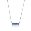 ZINZI zlv. collier met rechthoek blauw 45cm