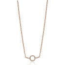 ZINZI zilveren ketting rosé verguld strak rond design wit 42-45cm ZIC1063R