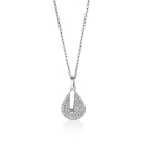 ZINZI zlv. hanger druppel zirc. en staafje + coll.45cm