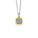 ZINZI zlv. hanger geel vierkant zirconia 18mm