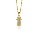 18mm ZINZI Gold Plated Sterling Silver Pendant Pineapple White ZIH2084