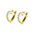18mm ZINZI Gold Plated Sterling Silver Hoop Earrings Heart White Zirconias ZIO2195Y