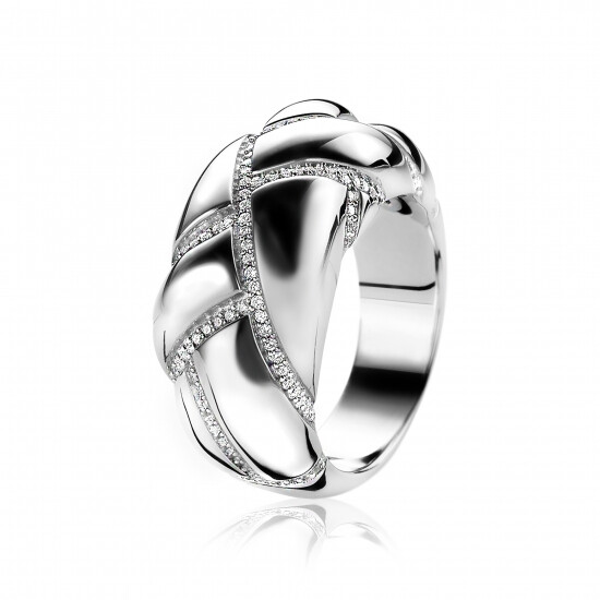 Mart Visser by ZINZI zilveren ring glad wit MVR8