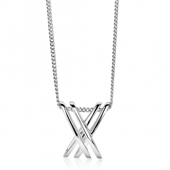 Mart Visser by ZINZI zilveren ketting met fantasie hanger glad 45cm MVC12
