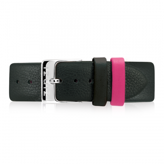 Zinzi Retro leren horlogeband zwart zilvergekleurde stalen sluiting 18mm RETBAND3
