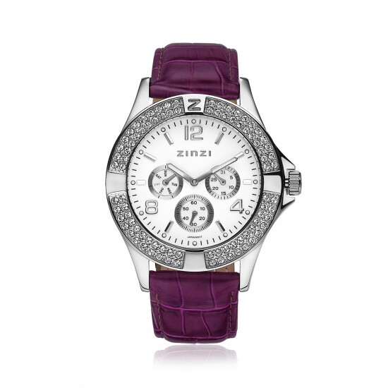 ZINZI Watch weißes Zifferblatt violettes Band UNO4
