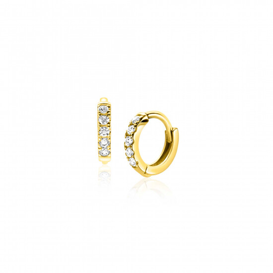8mm ZINZI 14K Gold Hoop Earrings White Zirconias 8x1,6mm ZGO467