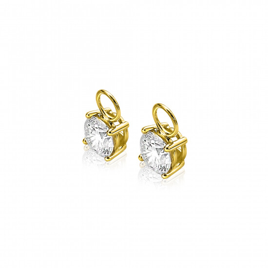 ZINZI 14K Gold Earrings Pendants Round White ZGCH143 (excl. hoop earrings)