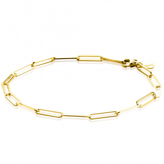 ZINZI 14K Gold Bracelet Trendy Paperclip Chains 3mm width 19cm ZGA386
