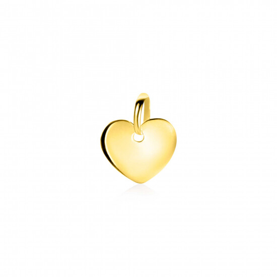 10mm ZINZI Gold 14 krt gouden hanger met trendy glanzend hartje van 10mm ZGH396-10 (zonder collier)