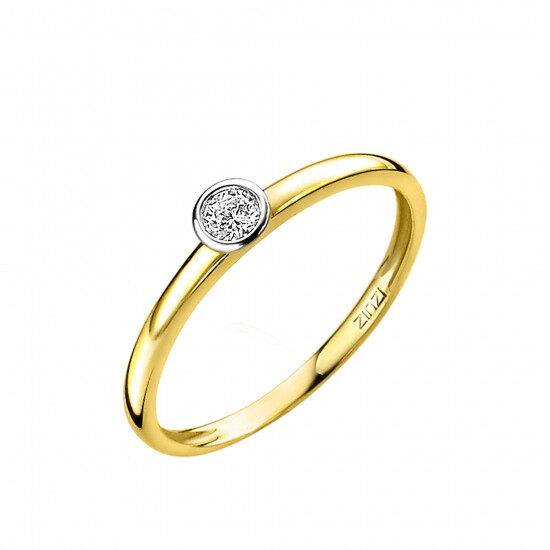 ZINZI Gold 14 karaat gouden aanschuifring rond wit ZGR147
