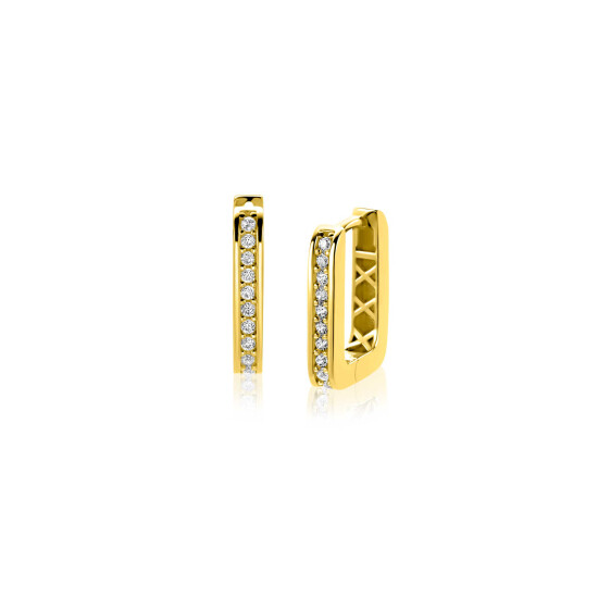 ZINZI GOLD klapcreolen rechthoek vk.buis zirconia's