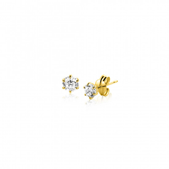 ZINZI GOLD oorknopjes zirconia 6poot chaton 4.5mm