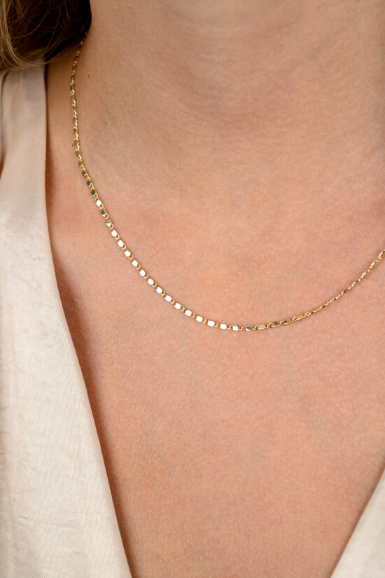 ZINZI Gold 14 karaat gouden massieve ketting met glanzende fantasie plaatjes 1,7mm breed 41-43cm ZGC497
