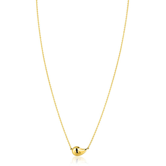ZINZI Gold 14 karaat gouden ketting 45cm met druppelvormige hanger 13mm ZGC557
