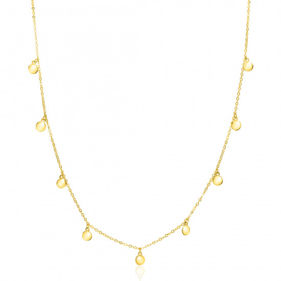 ZINZI Gold 14 karat gold necklace with 9 dangling circles 40-45cm ZGC488