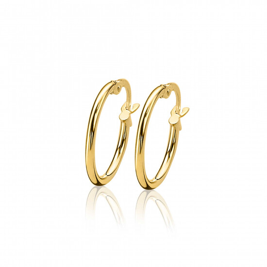 ZINZI Gold 14 karaat gouden oorringen ronde buis 15 x 1,5mm ZGO127



