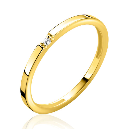 ZINZI Gold 14 krt gouden ring (1,6mm breed) bezet met witte zirconia ZGR561