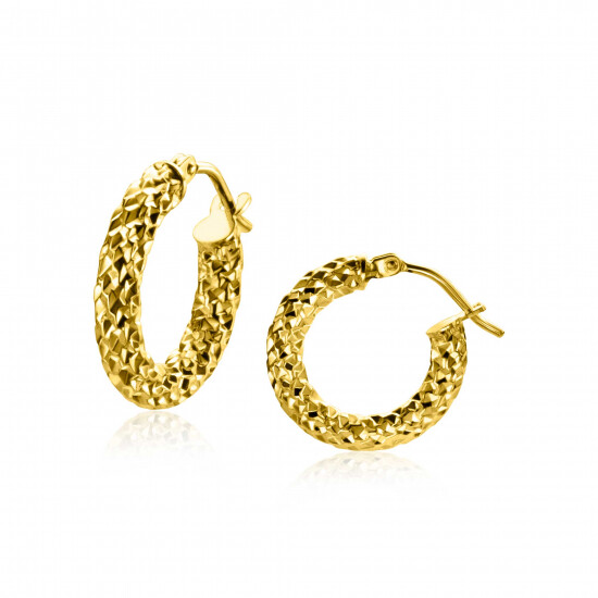 16mm ZINZI Gold 14 krt gouden oorringen met schitterende bewerkte buis 3mm breed ZGO327