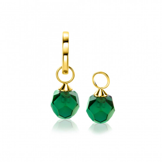 ZINZI 14K Gold Earrings Pendants Green Beads 8mm ZGCH144G (excl. hoop earrings)