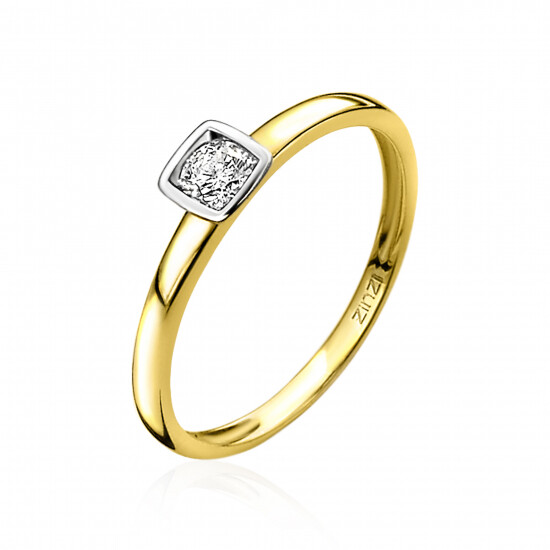 ZINZI Gold 14 karaat gouden aanschuifring vierkant wit ZGR150
