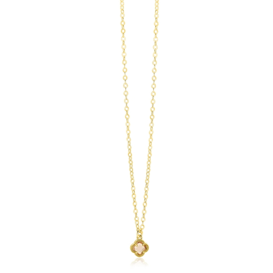 ZINZI zlv. collier gg.verg. met champ.klaver hanger