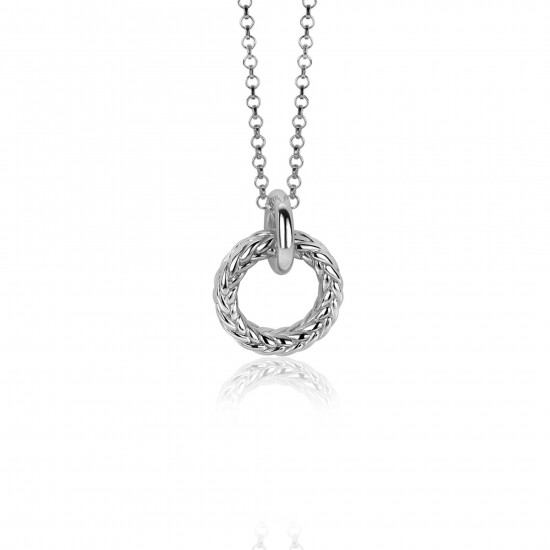 ZINZI zilveren hanger rond met touweffect 19mm ZIH2246 (zonder collier)