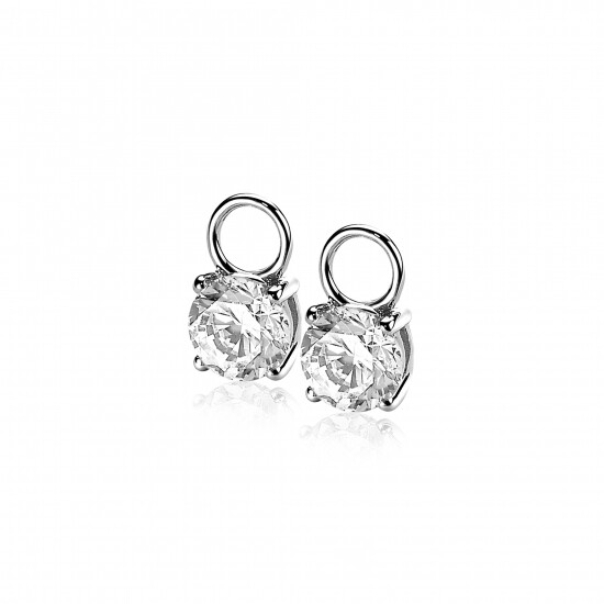 ZINZI Sterling Silver Earrings Pendants Round White ZICH1300 (excl. hoop earrings)