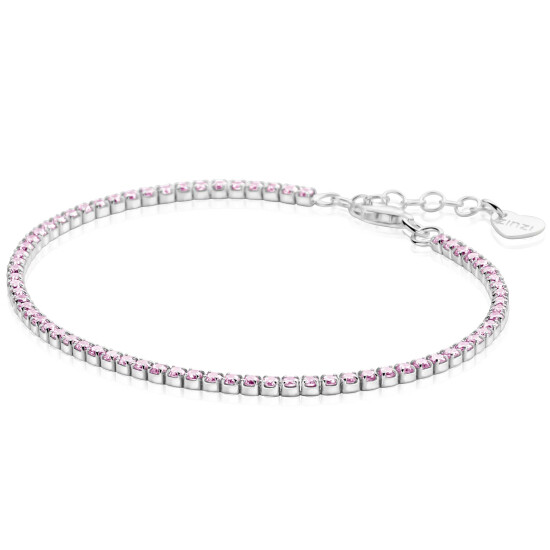 ZINZI zilveren tennis armband 2,1mm breed met rijzetting roze zirconia's ZIA2891R