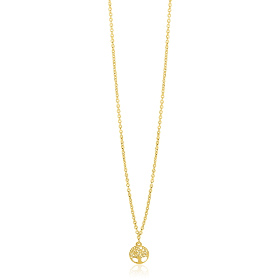 ZINZI gold plated zilveren ketting met levensboom hanger 8mm 42-45cm ZIC-BF139G

