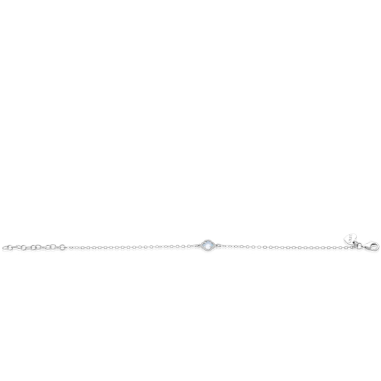 ZINZI zilveren schakel armband met een lichtblauwe klaver in het midden 16-19cm ZIA2905B