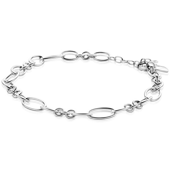 ZINZI zilveren schakelarmband met speelse combinaties van ronde en ovale schakels ZIA2706
