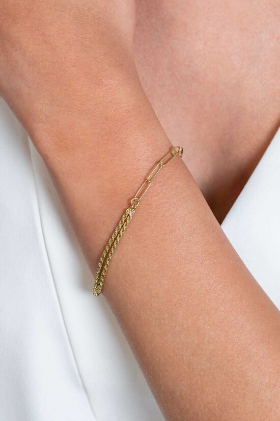 ZINZI gold plated zilveren multi-look armband met twee trendy schakels en kapittel-sluiting ZIA2380