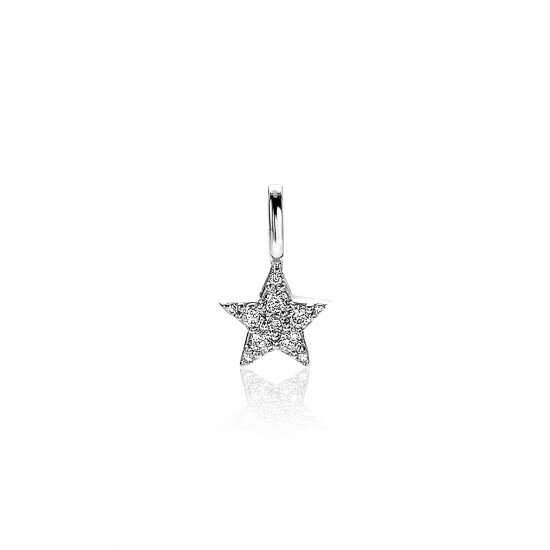 ZINZI zilveren ster hanger 13mm wit ZIH2138 (zonder collier)