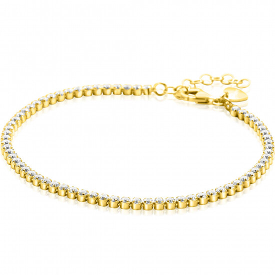 ZINZI gold plated silver tennis bracelet 2.5mm wide set with white zirconia in round settings 17-20cm ZIA2590Y